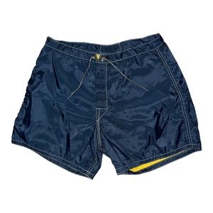 Vintage Birdwell “Birdie” Beach Britches Board Shorts Mens Swim Trunks Navy Blue